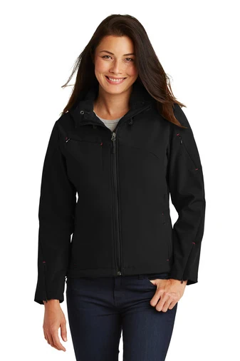 Port Authority® Ladies Textured Hooded Soft Shell Jacket